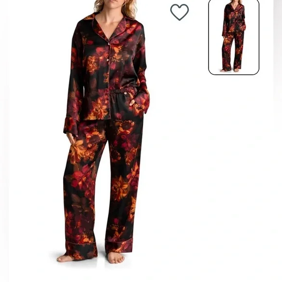 NWT Midnight Bakery Dylan Floral Print Satin Pajamas - Picture 10 of 10